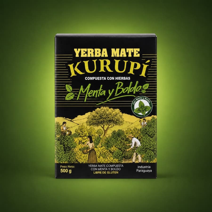 Paquete de yerba mate compuesta con menta y boldo